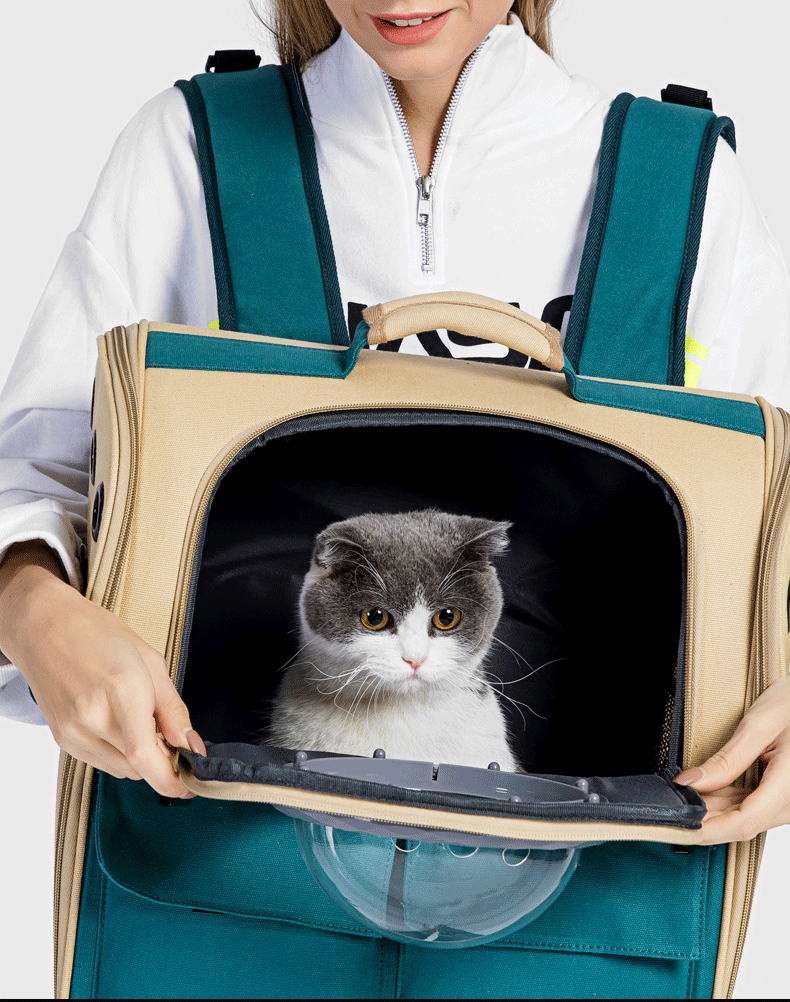 太空喵宠物包舱猫咪外出大容量狗帆布书包携带便携双肩猫包猫背包